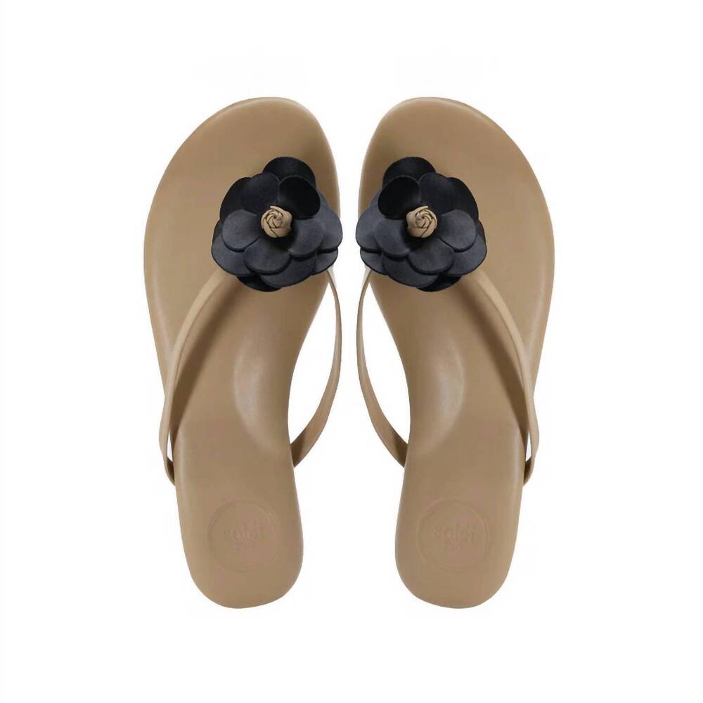 NEW SOLEI SEA women's valentina sandal in tan / black